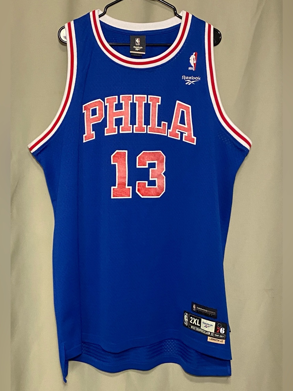 Wilt Chamberlain #13 Philadelphia Reebok Hardwood Classic Vintage 1966-67 Jersey